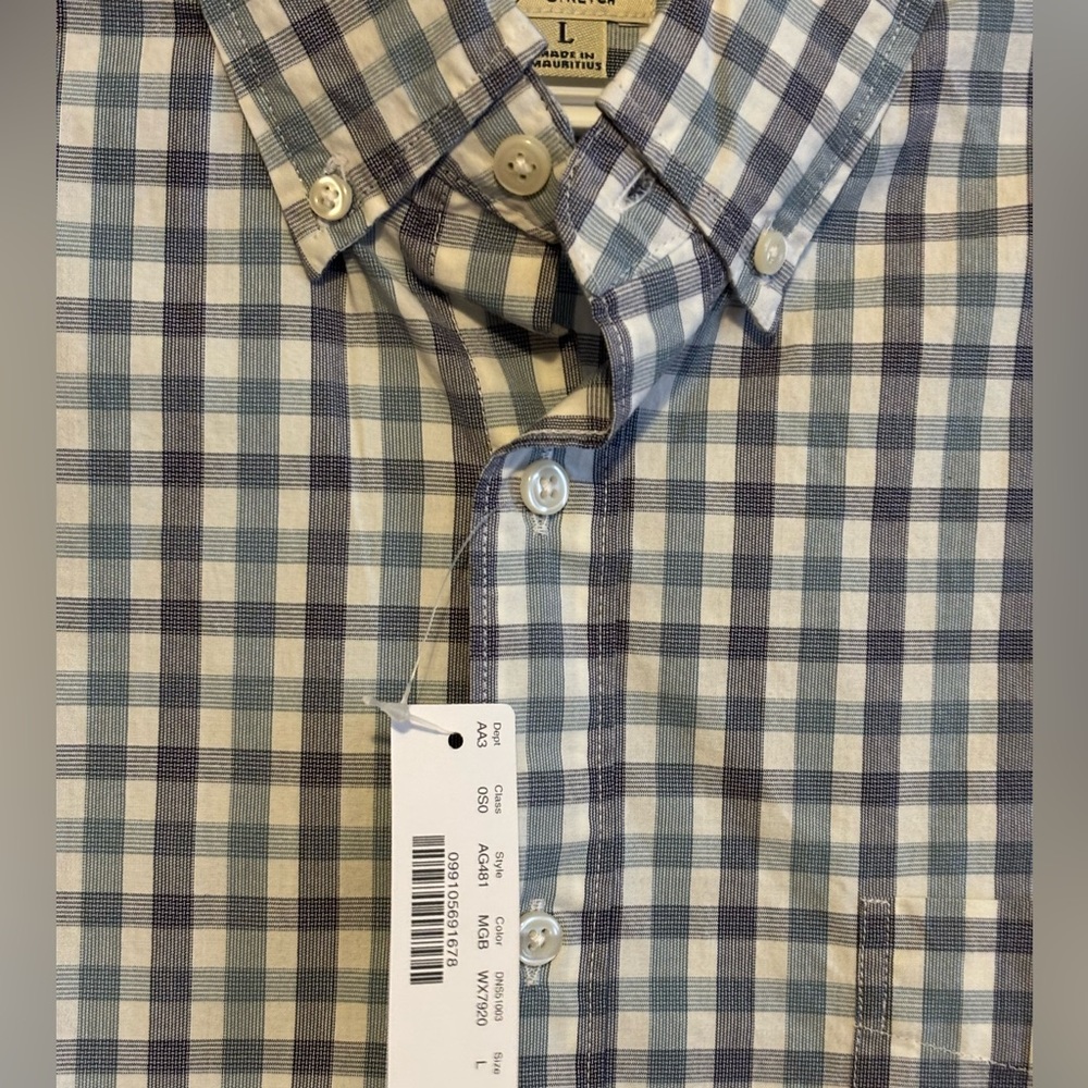 NWT J Crew plaid button down men’s shirt slim stretch organic cotton New!